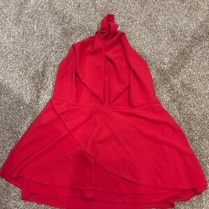 Elegant Red Halter Mini Dress (C/41)